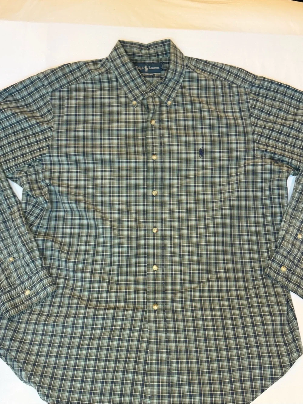 Polo by Ralph Lauren Blue and Green Plaid Button-Down Shirt